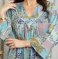 جلابية روز قطن خفيف صيفي طويل ( رقبة سبعة )