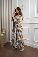 جلابية روز قطن خفيف صيفي طويل ( رقبة سبعة )