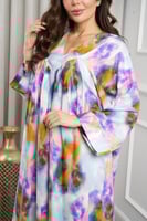 جلابية روز قطن خفيف صيفي طويل ( رقبة سبعة )