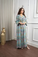 جلابية روز قطن خفيف صيفي طويل ( رقبة سبعة )