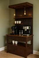 ركن قهوة بني بتصميم عصري