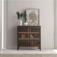 ركن كوفي خشبي 3 رف زجاج مضيئ