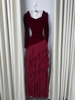 فستان سهره عنابي مخمل