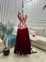 فستان سهره عنابي