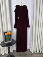 فستان سهره عنابي مخمل