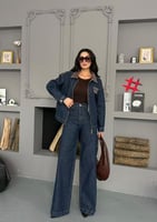 طقم ميوميو قطعتين جينز غامق