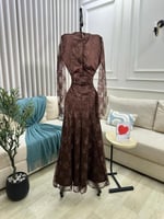 فستان سهره بني دانتيل