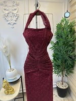 فستان سهره عنابي