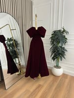 فستان سهره عنابي مخمل