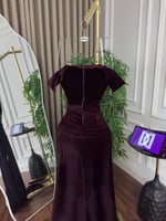 فستان سهره مخمل عودي