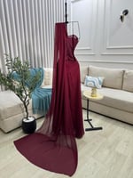 فستان سهره عنابي دانتيل