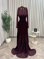 فستان سهره عنابي مخمل