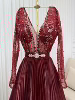 فستان سهره عنابي