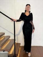 فستان سهره اسود مخمل