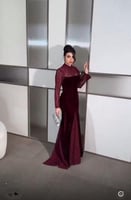 فستان سهره عنابي مخمل