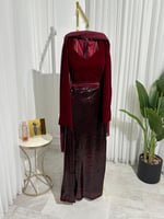 فستان سهره عنابي مخمل