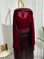 فستان سهره عنابي مخمل