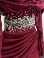 فستان سهره عنابي