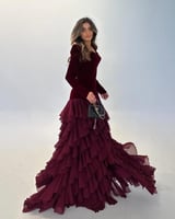 فستان سهره عنابي مخمل