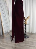 فستان سهره عنابي مخمل