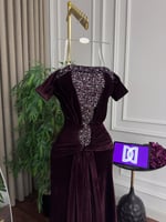 فستان سهره مخمل عودي