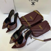 طقم سان لوران عنابي