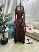 فستان سهره بني مخمل