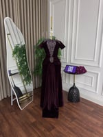 فستان سهره مخمل عودي