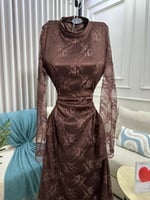 فستان سهره بني دانتيل