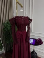 فستان سهره عنابي دانتيل