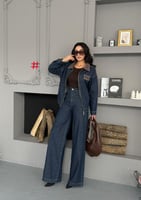 طقم ميوميو قطعتين جينز غامق