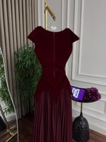 فستان سهره عنابي مخمل