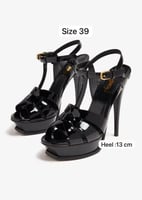 كعب سان لوران العالي هاي كوالتي اسود لمعه