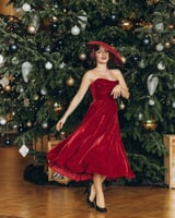 فستان سهره احمر مخمل