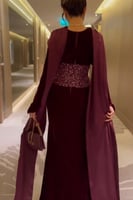 فستان سهره عنابي مخمل