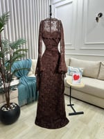 فستان سهره بني مخمل