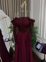 فستان سهره عنابي دانتيل