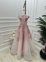 فستان سهرة مورد وردي فخم .