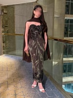 فستان سهرة فاخر بلون البني الشوكولا الداكن بتصميم...