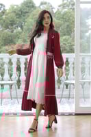 فستان ميد قطعتين مطرز ملكي