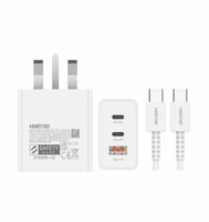 شاحن جداري بثلاثه منافذ بقوة 45 واط مع كيبل شحن لو...