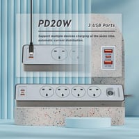 توصيل كهربائية 4 منافذ مع منافذ شحن 20 واط من موج...