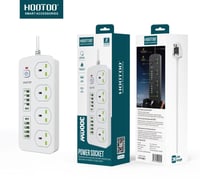 توصيلة كهرباء 3 متر مع 4 منافذ + منافذ usb و تايب...