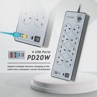 توصيل كهربائية 8 منافذ مع مؤقت جزئي من موج ماكس