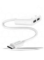 مخرج محول سماعة وشاحن تايب سي بمنافذ تايب سي مناسب...