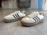 شوز بلاتفورم مخطط - أبيض مع بني