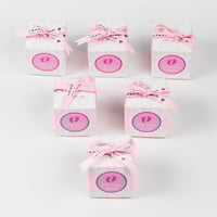 توزيعات مواليد – بوكس وردي أنيق (6 قطع)