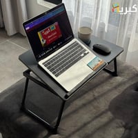 طاولة سرير قابلة للطي مع حامل للأكواب