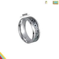 خاتم فضي بنقشه سوداء