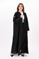 عباية كريب بتطريز أسود